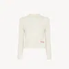 Chloé Wool And Cashmere Fitted Sweater With An Openwork Motif Clothing In White