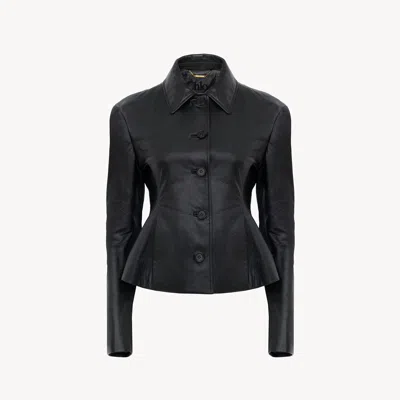 Chloé Fitted Tailored Jacket In Leather In Black