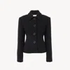 Chloé Chic Virgin Wool Stretch Jacket With Soft Cotton-viscose Lining In Black
