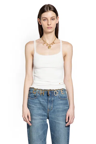 Chloé Fitted Tank Top In Cotton In White