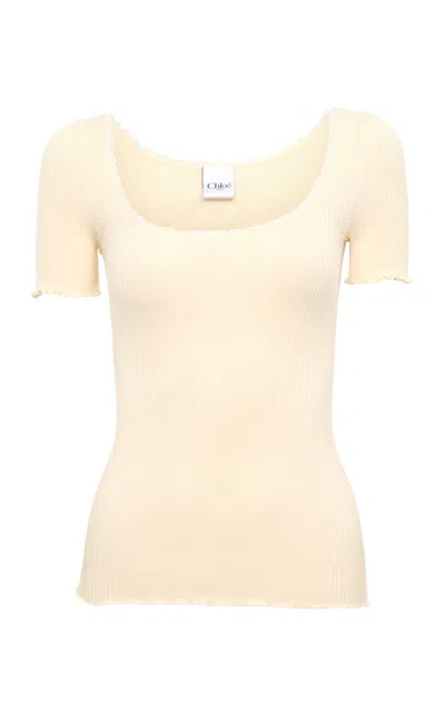 Chloé Fitted Tubular Jersey T-shirt In Ivory
