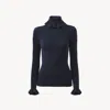Chloé Fitted Turtleneck Sweater In A Cotton & Wool Knit Blue Size M 50% Cotton, 50% Wool