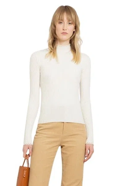 Chloé Fitted Turtleneck Sweater In White