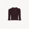Chloé Textured Wool Knit Half-sleeve Cropped Cardigan In Purple