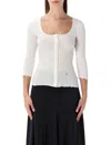 Chloé Fitted White Cotton Deep-neck Cardigan In White