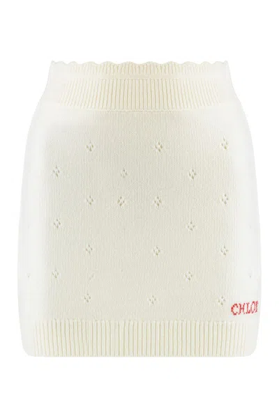 Chloé Fitted Wool And Cashmere Miniskirt In Multi