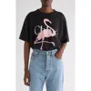 Chloé Oversized Fit Flamingo-print Cotton Jersey T-shirt Clothing In Black