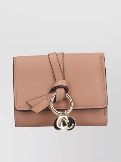 Chloé Flap Key Ring Textured Fold Wallet In Brown