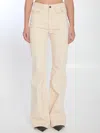 Chloé Ivory Flared Denim Trousers Women In Beige