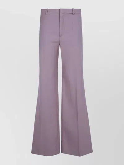 Chloé Flare Leg Trousers Belt Loops Pockets In Purple
