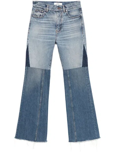 Chloé Blue Flared Patchwork Jeans In Denim