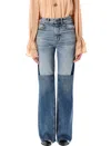 Chloé Patchwork Cotton Denim Jeans In Blue