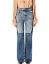 Chloé Flared Patchwork Jeans In Multicolor Blue