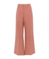 Chloé Flared Bootcut Pants In Wool Gabardine In Pink