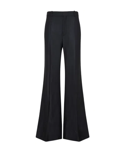 Chloé Broken-heel Low-rise Stretch-wool Pants In Nightfall Green