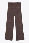 Chloé Chloe Checked Flared Wool Trousers In Brown