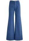 Chloé Chloe Flared Cotton-canvas Trousers In Blue Dark