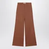 Chloé Flared Cotton Trousers In Nougat Colour In Brown