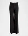Chloé Cropped Wool And Linen-blend Flared Pants In Black