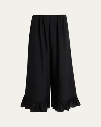 Chloé Flared Hem Silk Trousers In Black