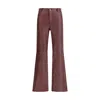 Chloé Women Flared Lambskin Leather Trousers In Burgundy