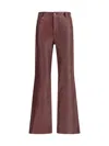 Chloé Women Flared Lambskin Leather Trousers In Burgundy