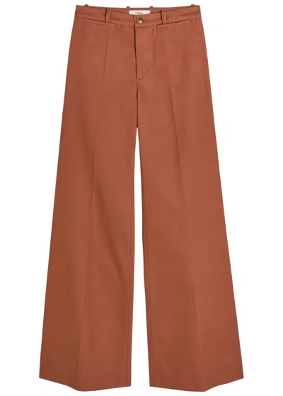 Chloé Chloe Flared-leg Canvas Trousers In Brown