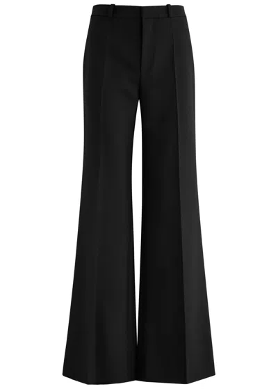 Chloé Pantalon Ajusté À Chevilles Asymétriques En Laine Grain De Poudre Femme Noir Taille 40 100% Laine Vi In Black
