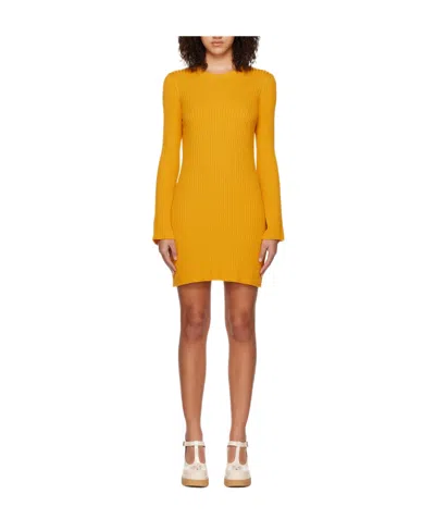 Chloé Flared Long-sleeved Dress In Yellow