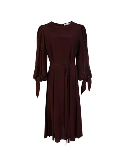 Chloé Flared Midi Dress In Burgundy