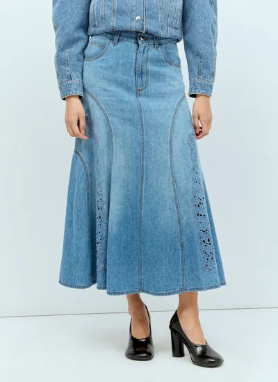 Chloé Flared Midi Skirt In Blue