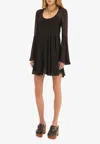 Chloé Tie-detailed Gathered Silk-chiffon Mini Dress In Black