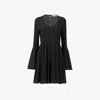 Chloé Mini Robe Évasée En Georgette De Soie Femme Noir Taille 40 100% Soie In Black