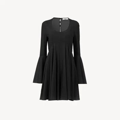 Chloé Mini Robe Évasée En Georgette De Soie Femme Noir Taille 40 100% Soie In Black
