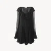 Chloé Ruffle Long-sleeve Silk Mousseline Mini Dress In Black