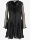 Chloé Chloè Flared Mini Dress In Silk Muslin In Black