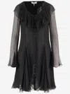 Chloé Chloè Flared Mini Dress In Silk Muslin In Black