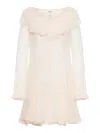 Chloé Flared Mini Dress With Ruffles In Neutral