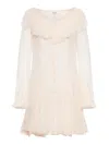 Chloé Flared Mini Dress With Ruffles In Pink