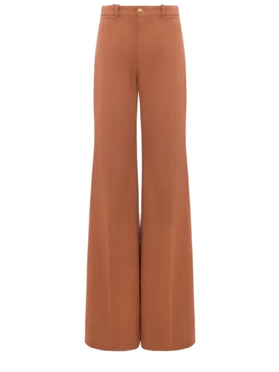 Chloé High-rise Cotton Canvas Flared Pants In Brown