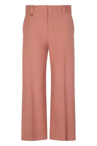 Chloé Flared Pants In Wool Gabardine In Pink