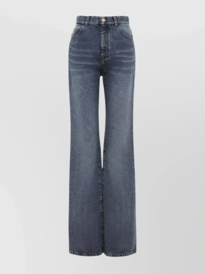 Chloé Flared Silhouette Denim Trousers With Heart-shaped Pockets In Blu