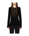 Chloé Flared-sleeve Ribbed-knit Top In Black