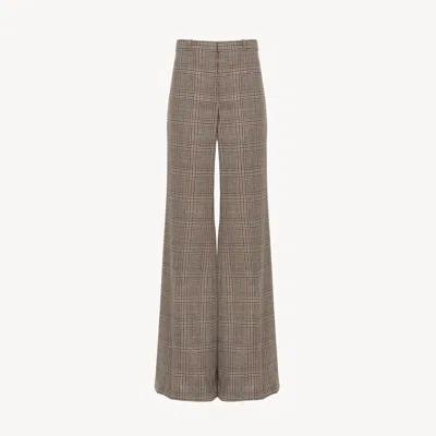 Chloé Pantalon Tailleur Évasé En Laine Motif Prince De Galles Femme Multicolore Taille 40 90% Laine Vierge
