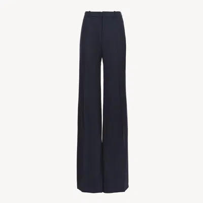 CHLOÉ PANTALON TAILLEUR ÉVASÉ EN LAINE STRETCH FEMME BLEU TAILLE 44 95% LAINE VIERGE, 5% ÉLASTHANNE