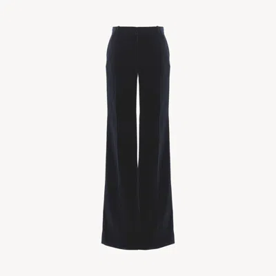 CHLOÉ PANTALON TAILLEUR ÉVASÉ EN VELOURS FEMME BLEU TAILLE 38 100% COTON