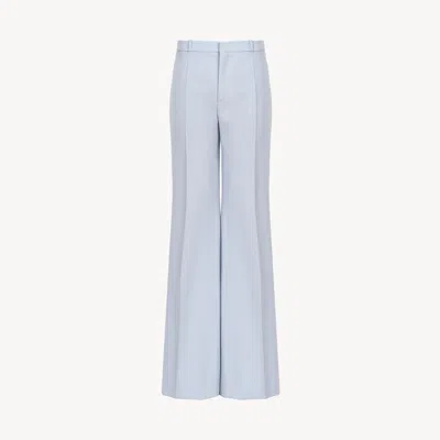CHLOÉ PANTALON TAILLEUR ÉVASÉ EN CRÊPE DE LAINE FEMME BLEU TAILLE 40 100% LAINE VIERGE