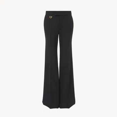 Chloé Pantalon De Costume Évasé En Gabardine De Laine Femme Noir Taille 44 100% Laine In Black