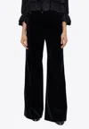 Chloé Flared Tailored Velvet Pants In Blue