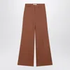 Chloé Flared Cotton Trousers In Nougat Colour In Blue